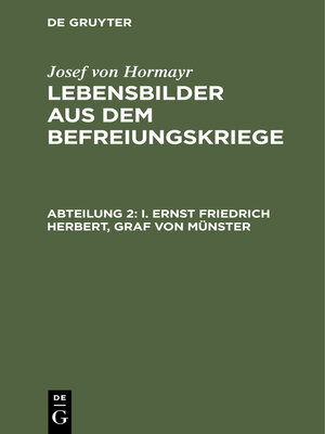 cover image of I. Ernst Friedrich Herbert, Graf von Münster